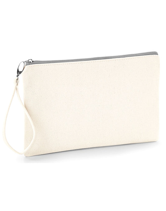 Canvas Wristlet Pouch - Natural/ Light Grey