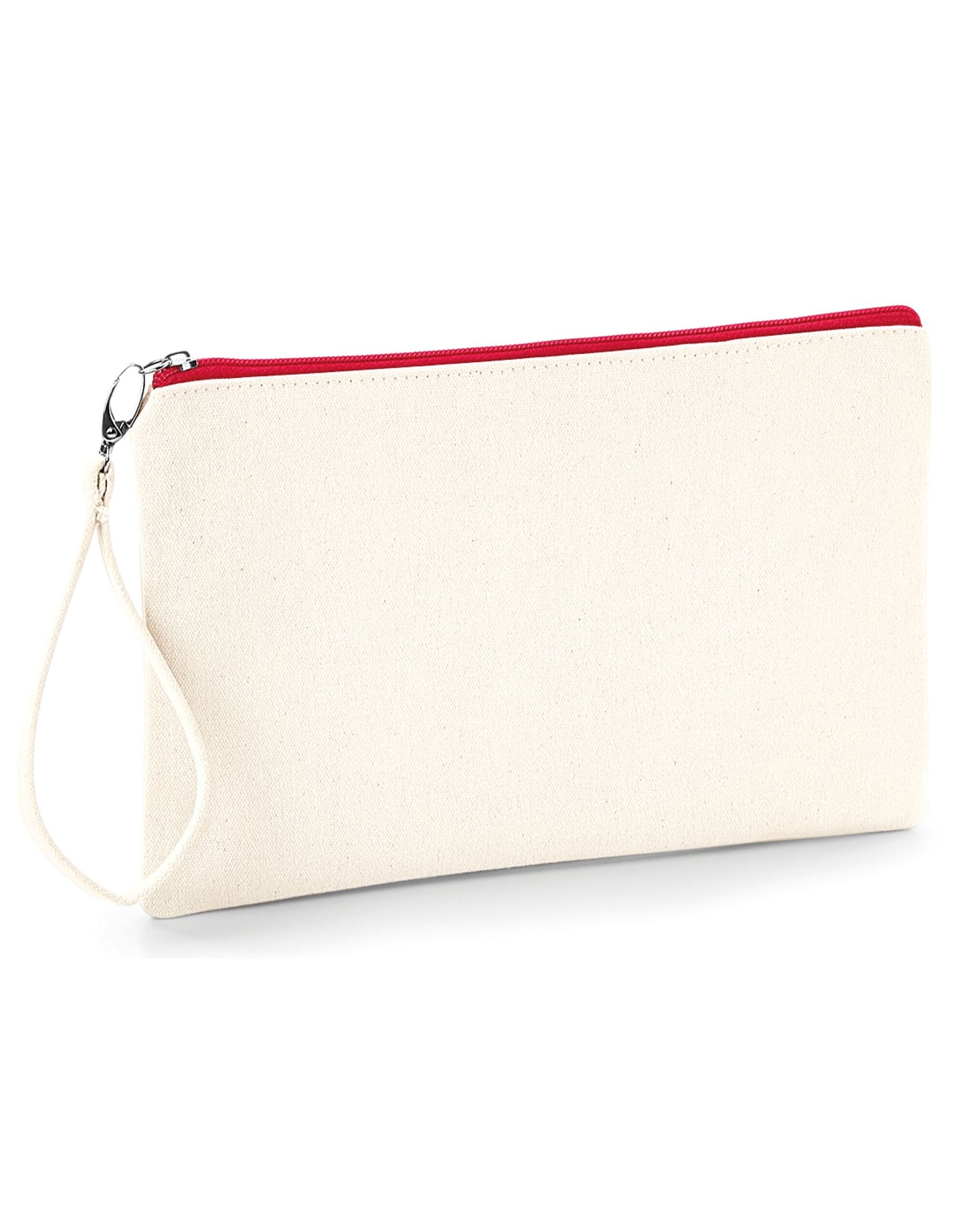 Canvas Wristlet Pouch - Natural/Red