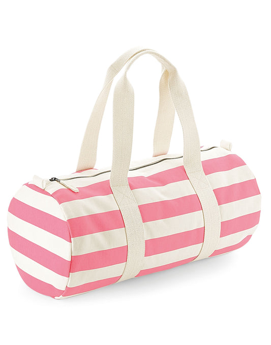 Nautical Barrel Bag - Natural/ Pink