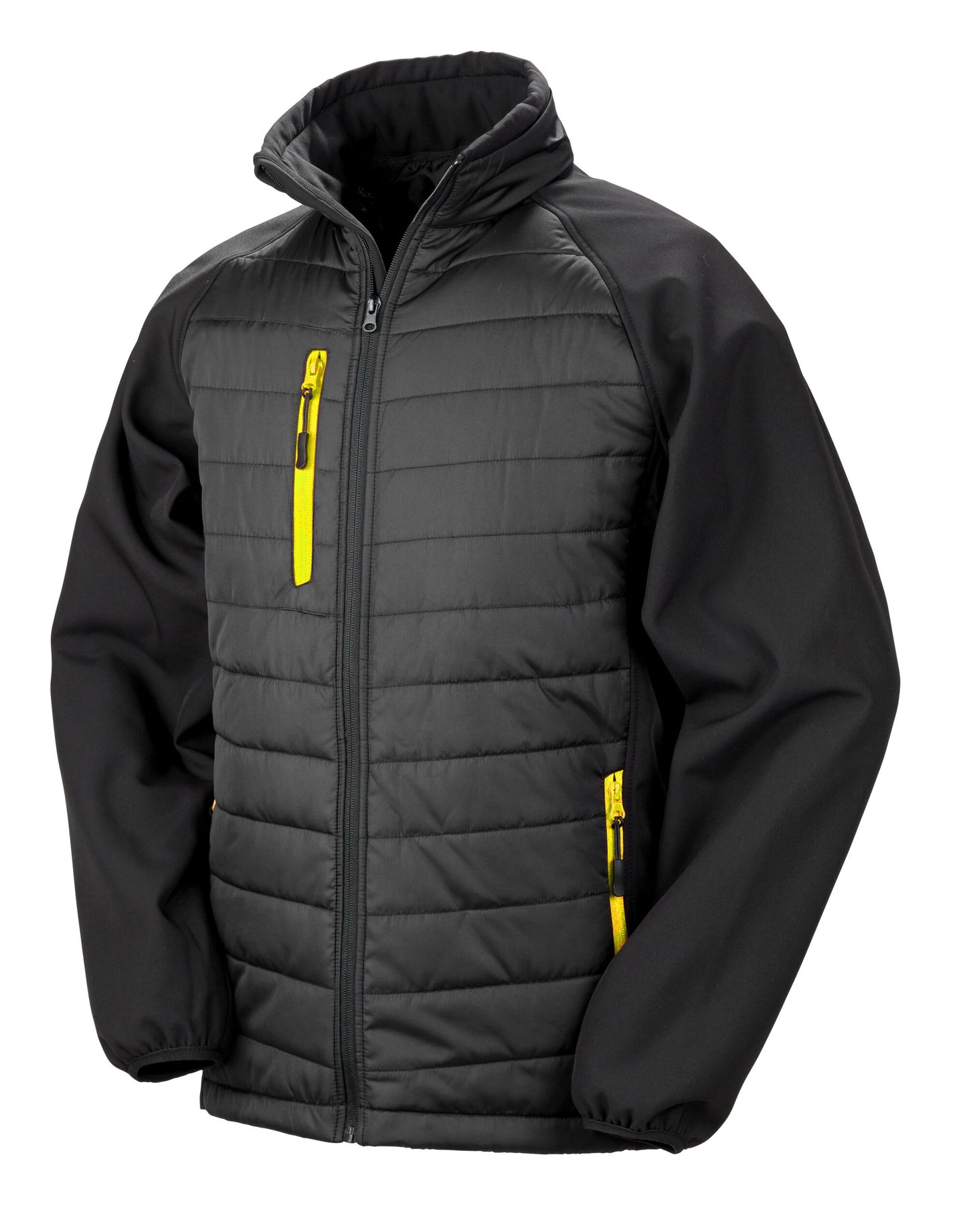 Compass Padded Softshell Jacket - Black/Yellow