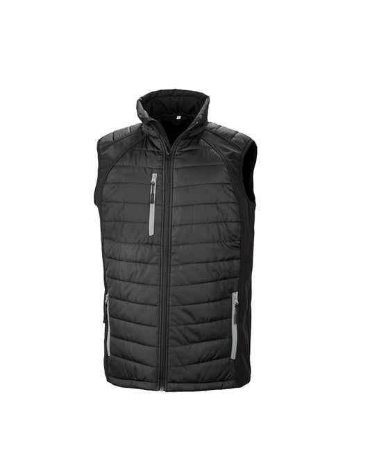 Compass Padded Softshell Gilet - Black/ Grey