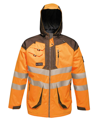 Hi-Vis Parka Jacket - Orange/Grey