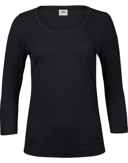 Ladies' Stretch 3/4 Sleeve Tee - Black