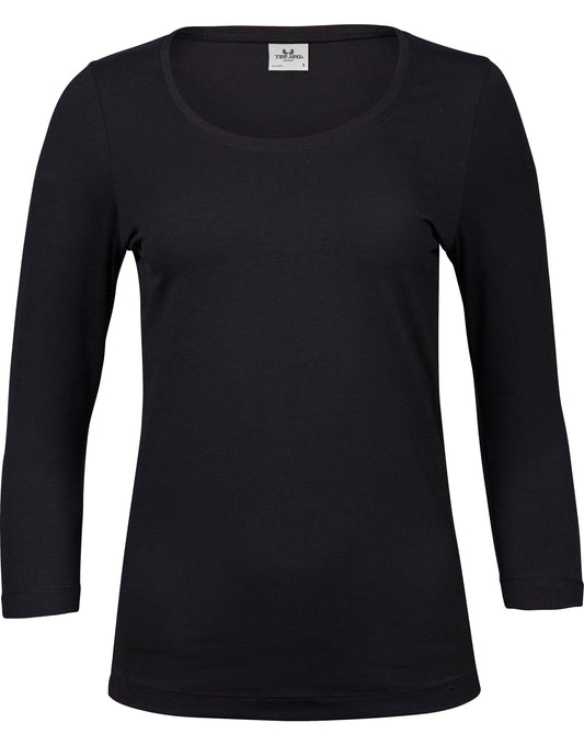 Ladies' Stretch 3/4 Sleeve Tee - Black