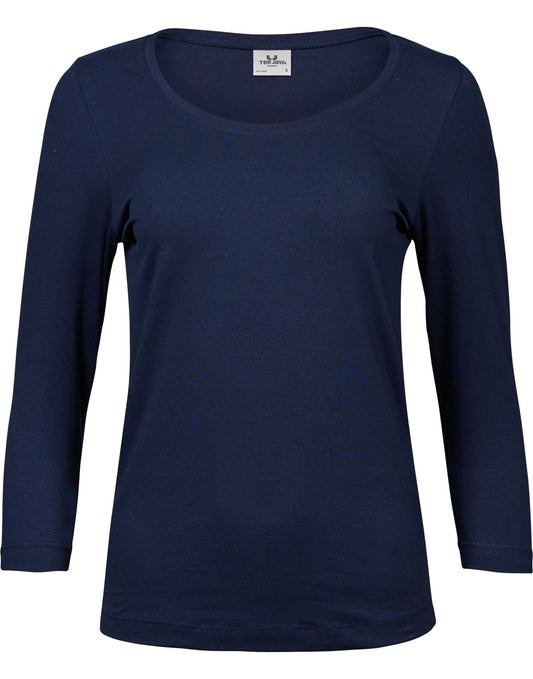 Ladies' Stretch 3/4 Sleeve Tee - Navy