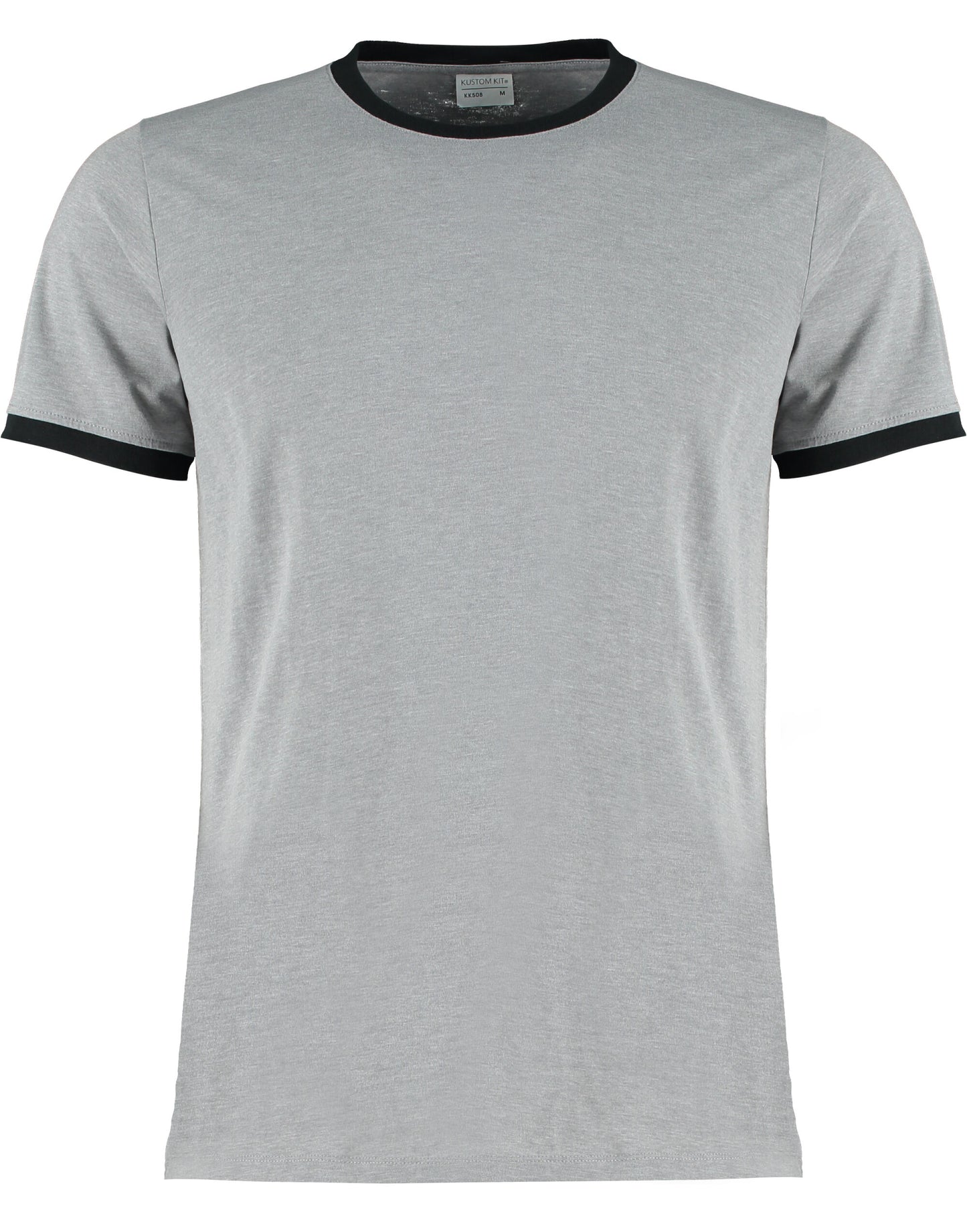Fashion Fit Ringer Tee - Light Grey Marl/ Black