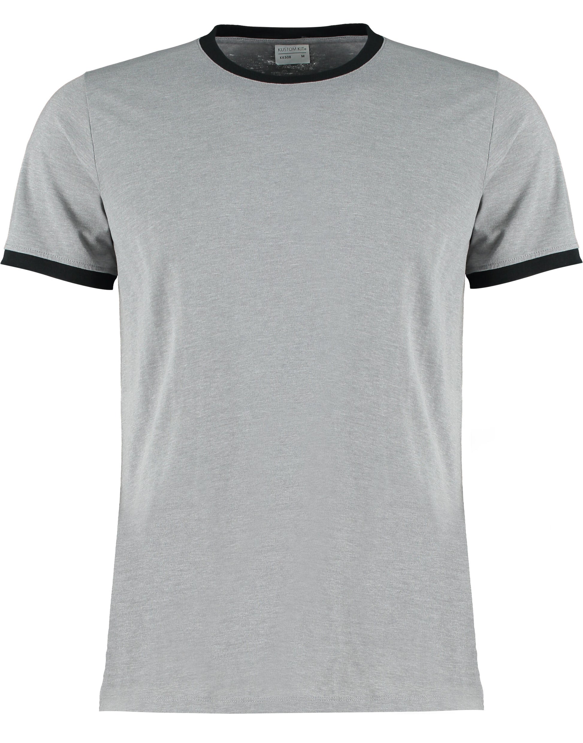 Fashion Fit Ringer Tee - Light Grey Marl/ Black