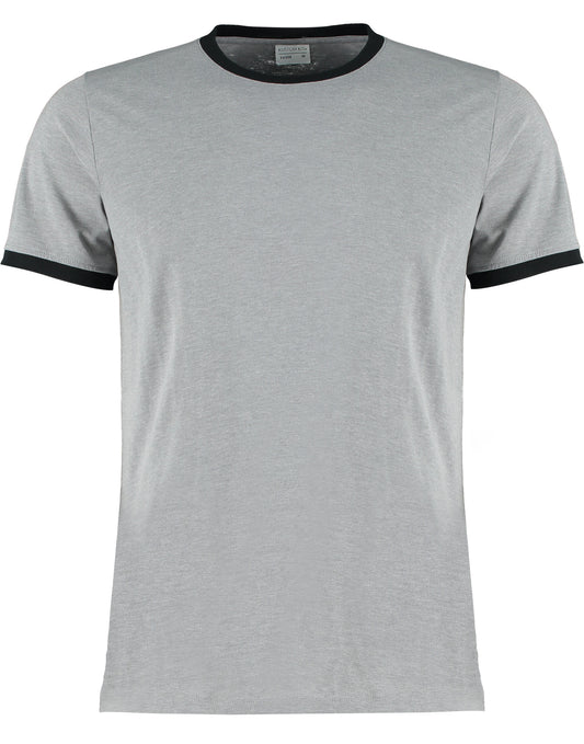 Fashion Fit Ringer Tee - Light Grey Marl/ Black