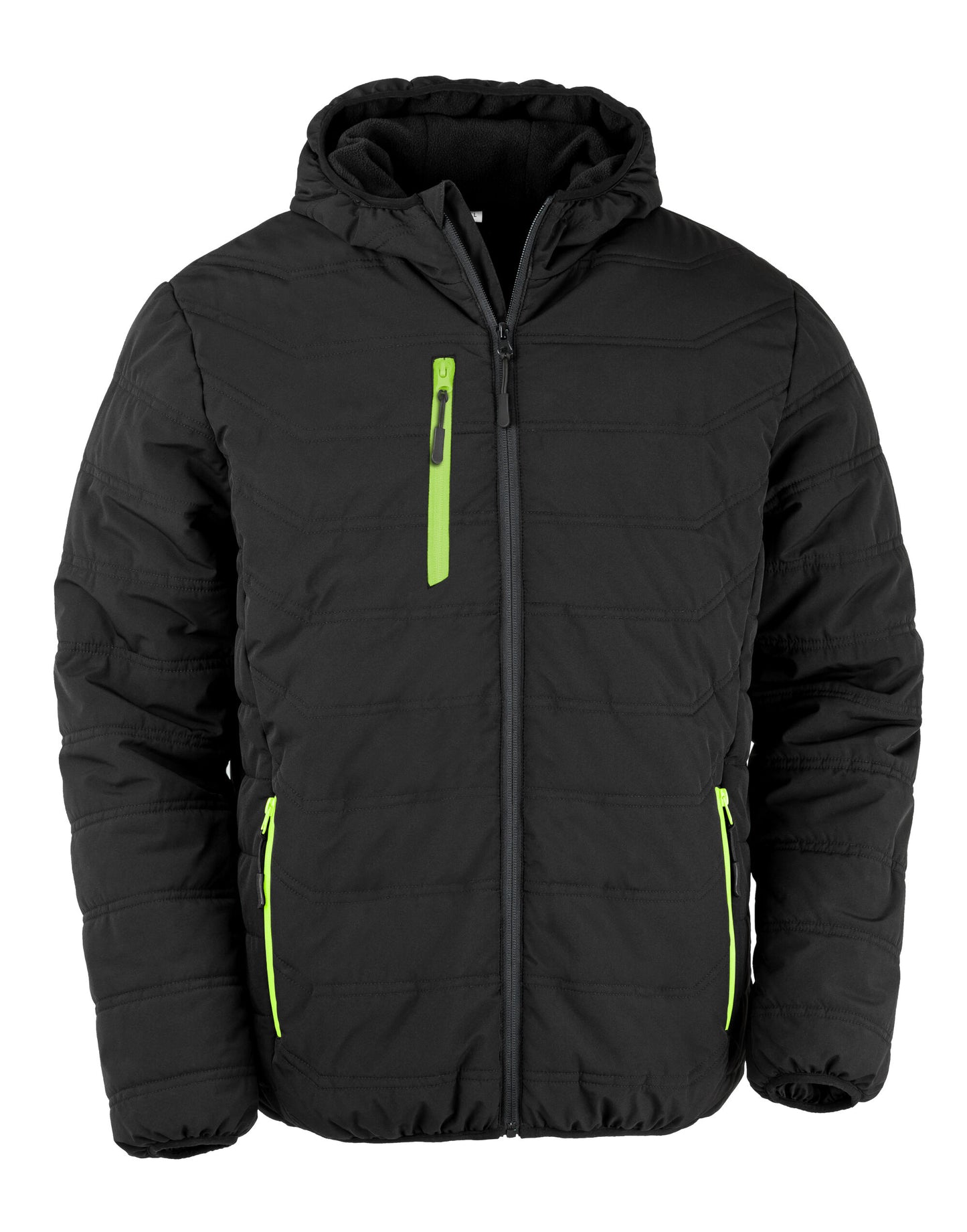 Black Compass Padded Winter Jacket - Black/Lime Green