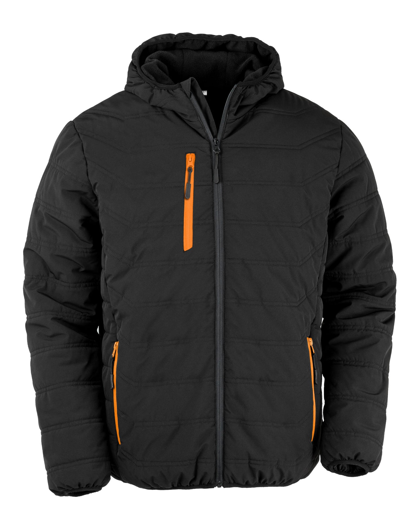 Black Compass Padded Winter Jacket - Black/Orange