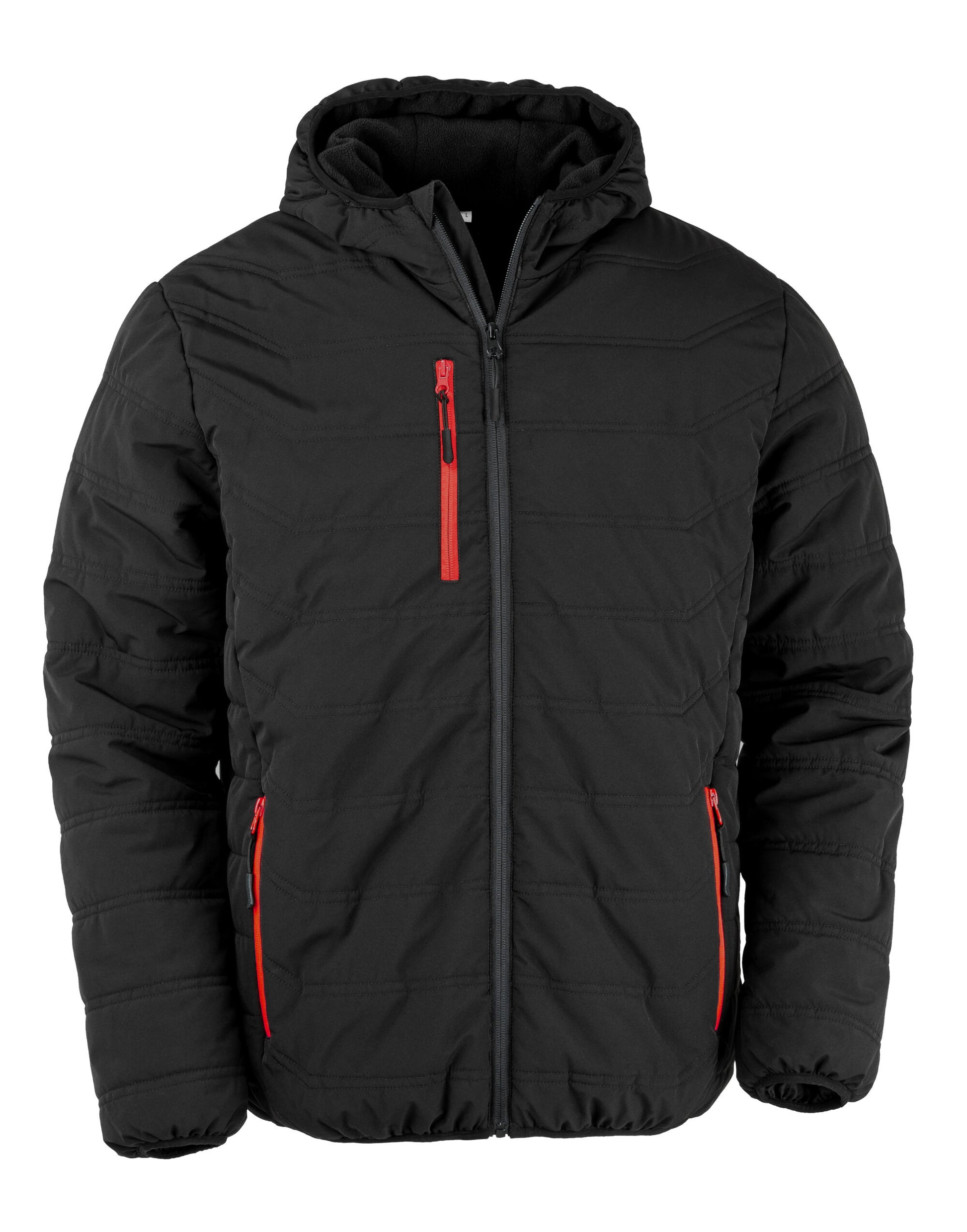Black Compass Padded Winter Jacket - Black/Red