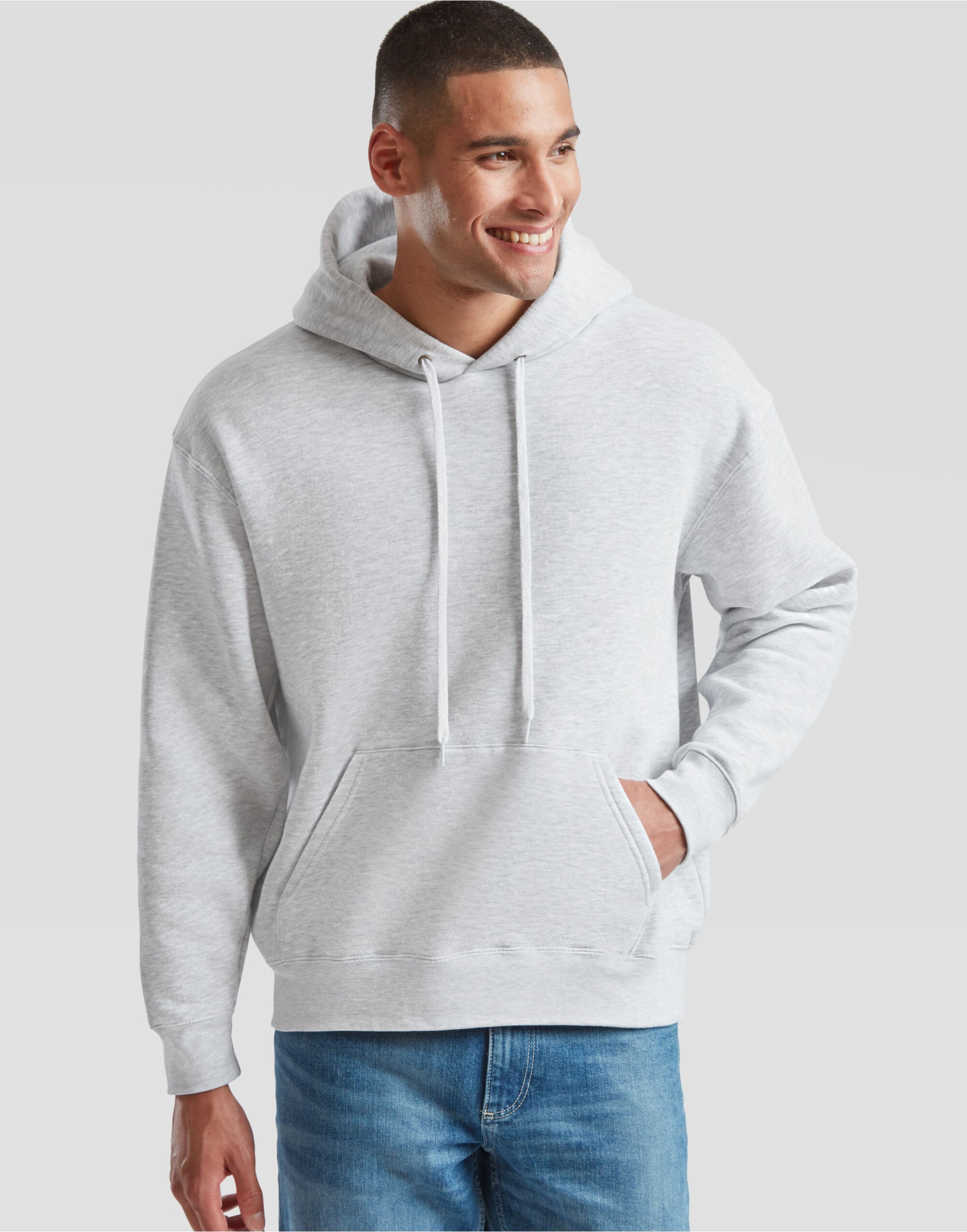 Men's Premium Hooded Sweat - Heather Grey