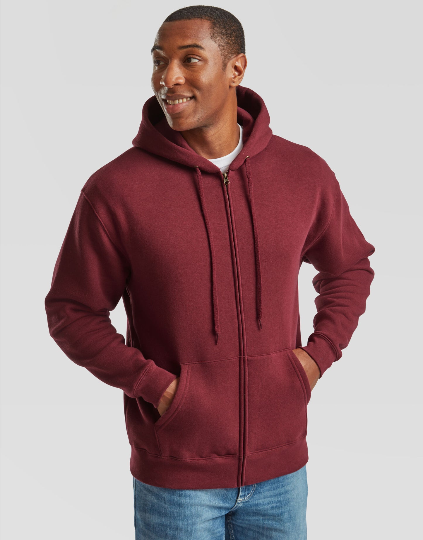 Men's Premium Hooded Sweat Jacket - Burgundy