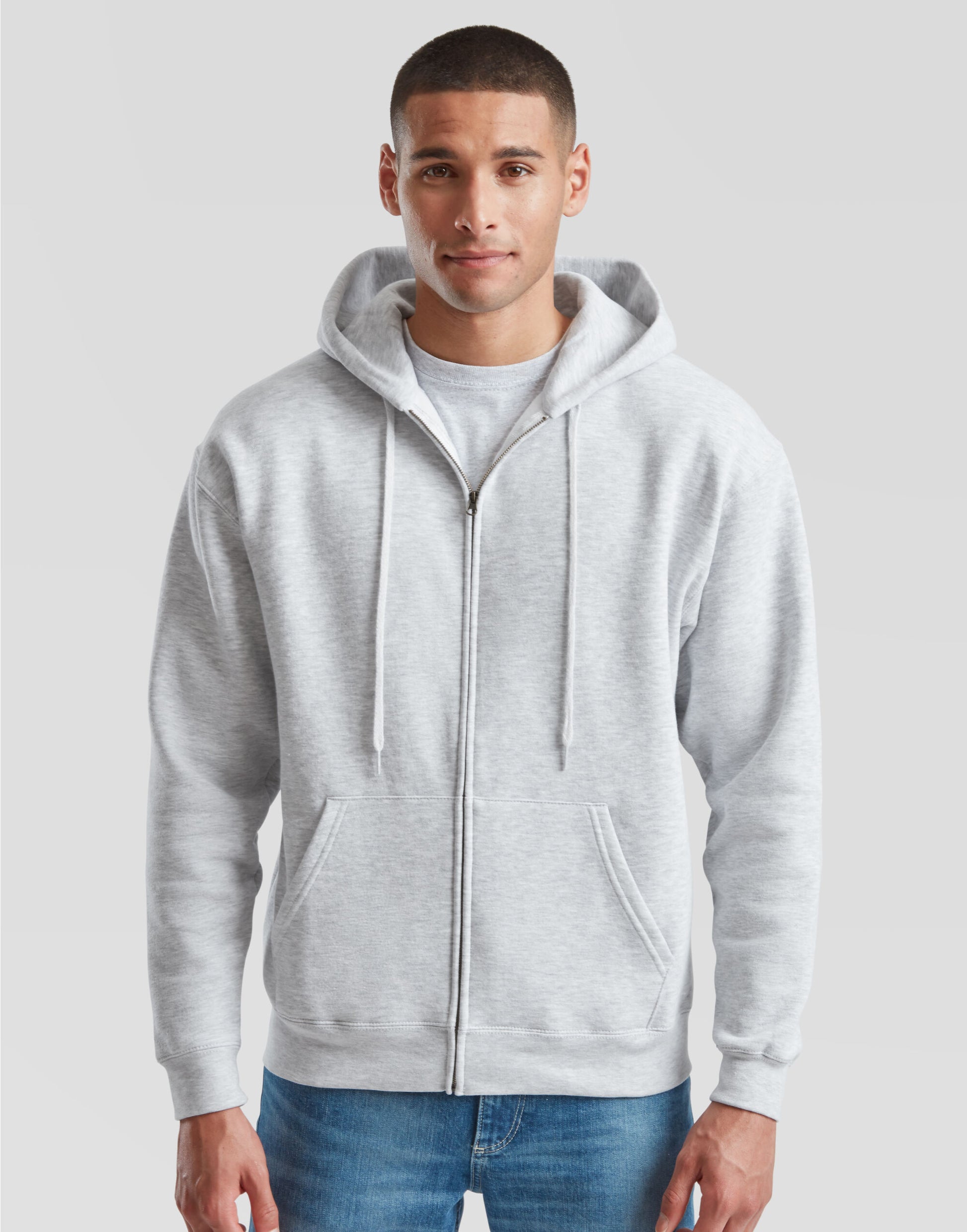 Men's Premium Hooded Sweat Jacket - Heather Grey