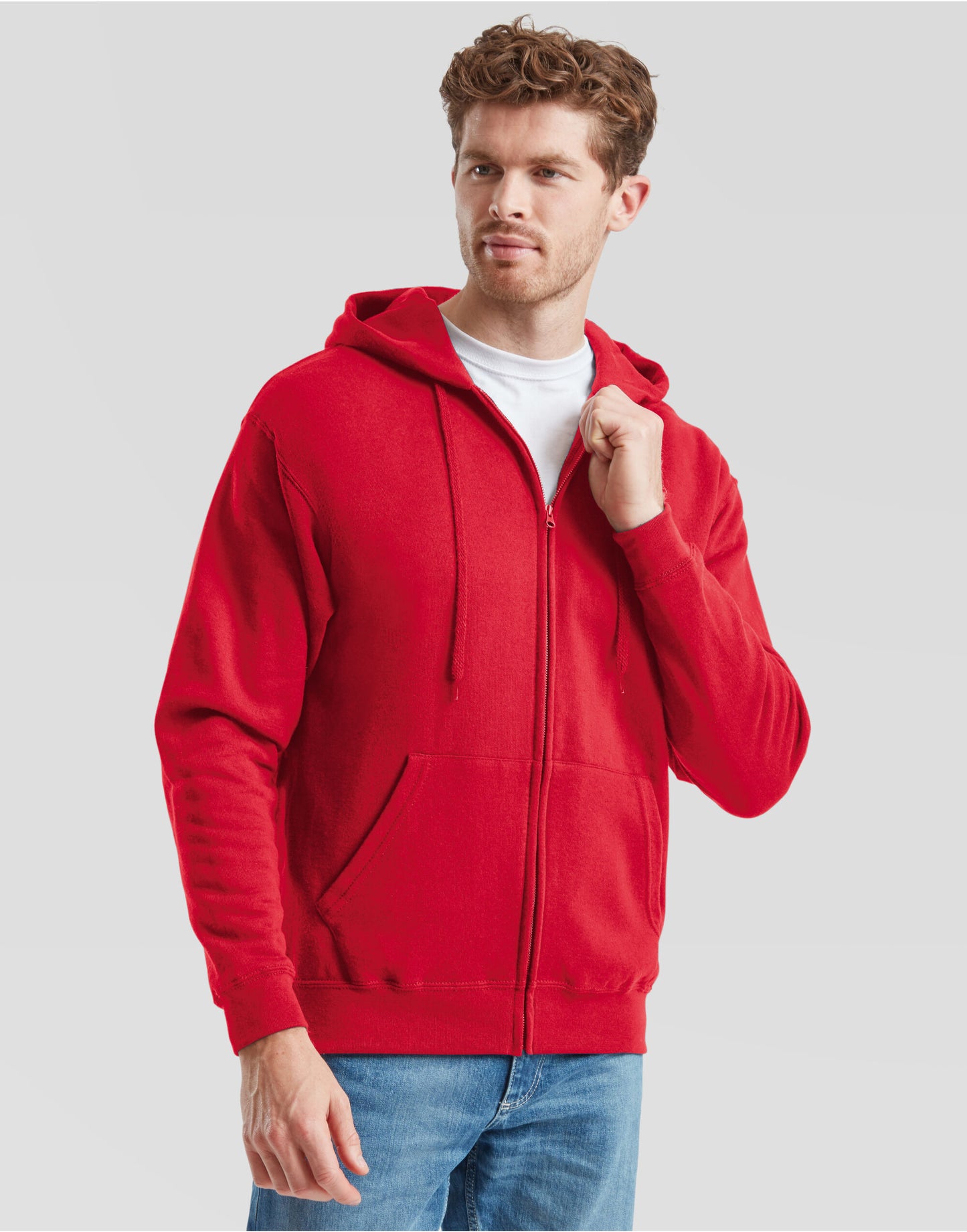 Men's Classic Hooded Sweat Jacket - Red