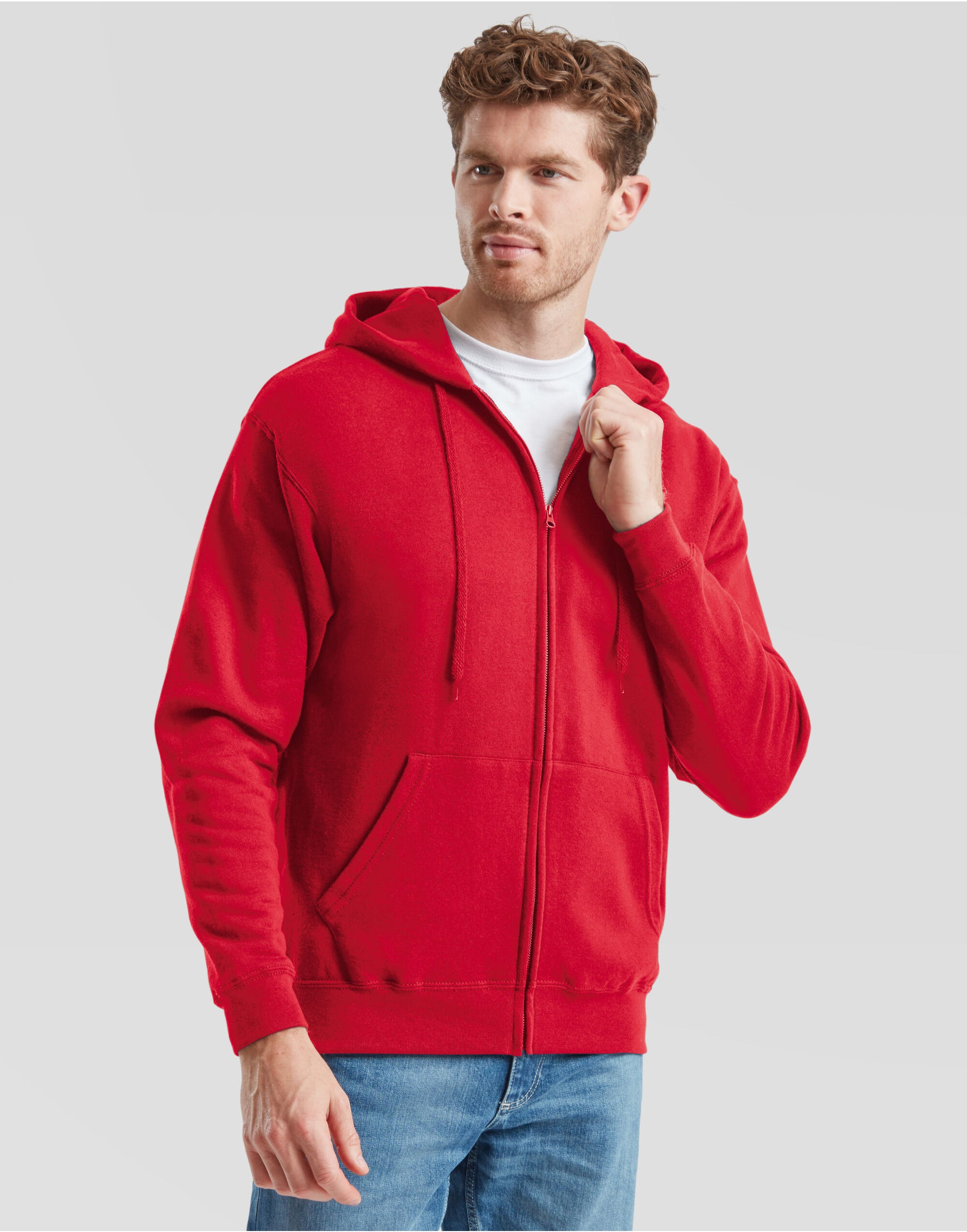 Men's Classic Hooded Sweat Jacket - Red