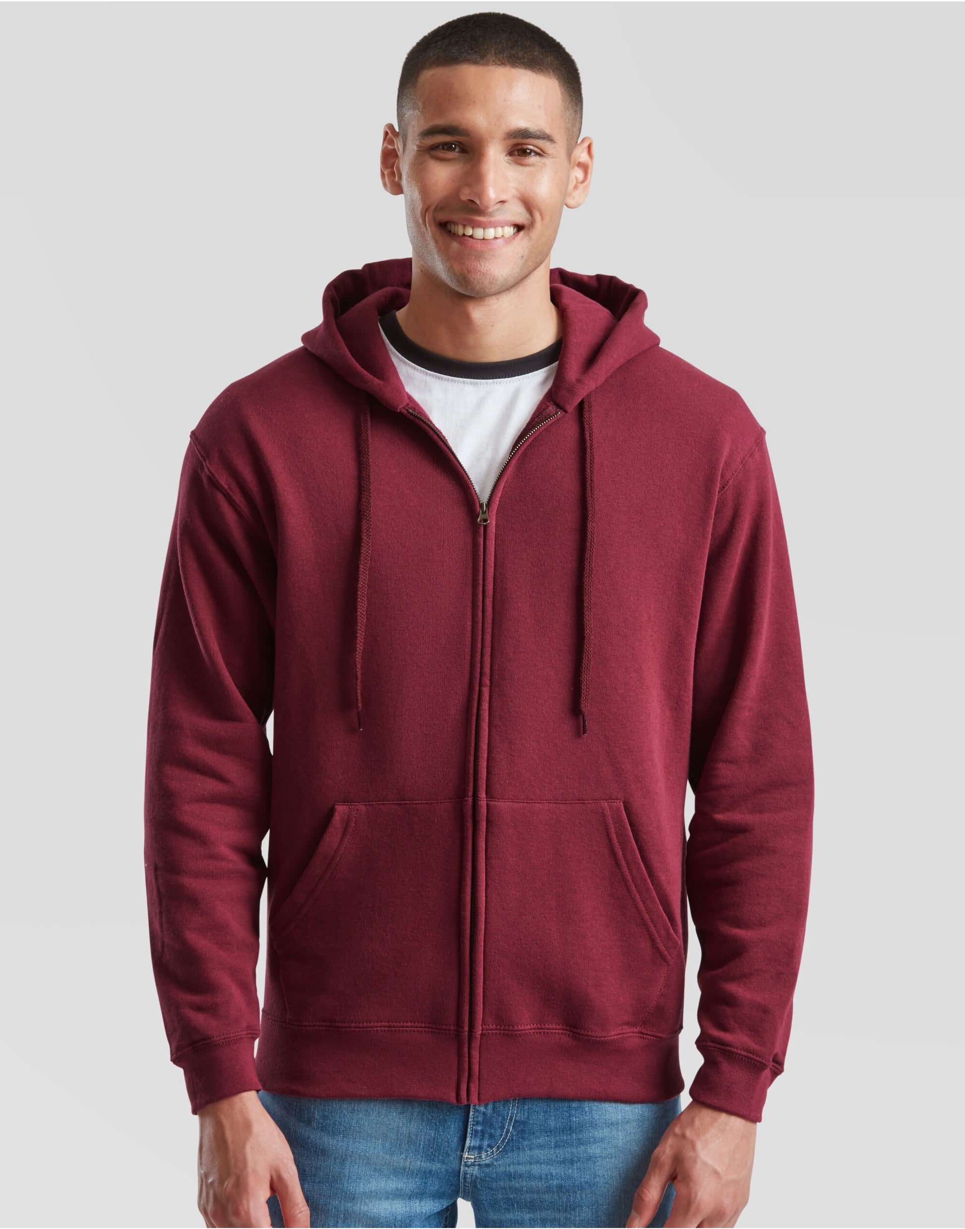 Men's Classic Hooded Sweat Jacket - Burgundy