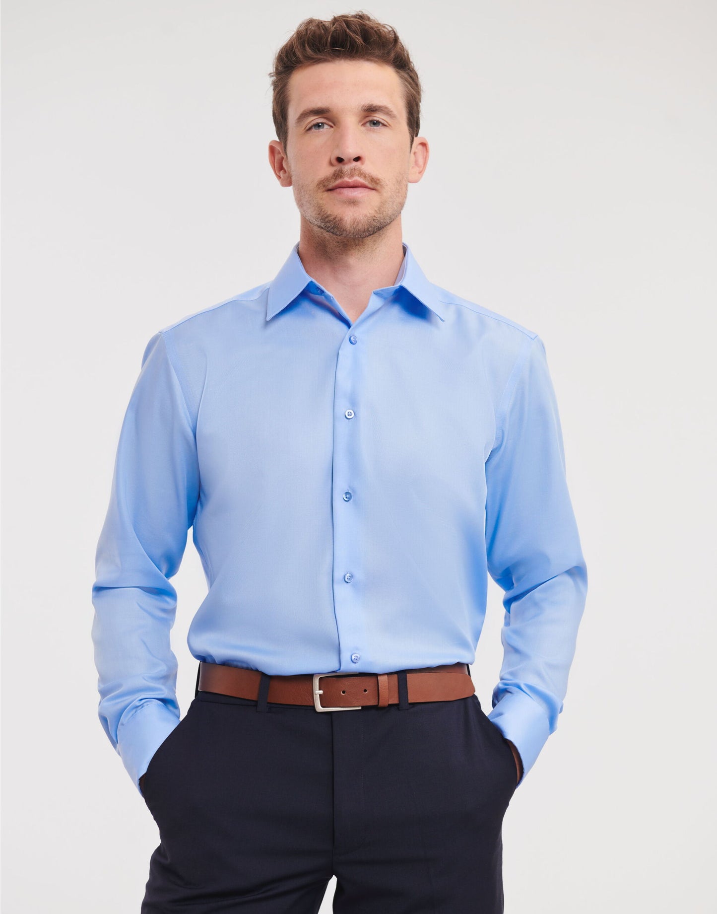 Men's Long Sleeve Tailored Ultimate Non-Iron Shirt - Bright Sky