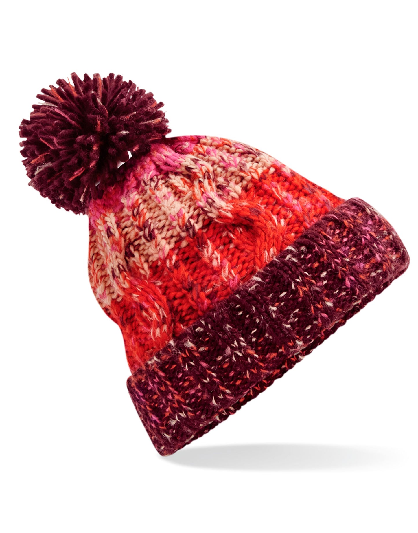 Corkscrew Pom Pom Beanie - Cherry Sherbert