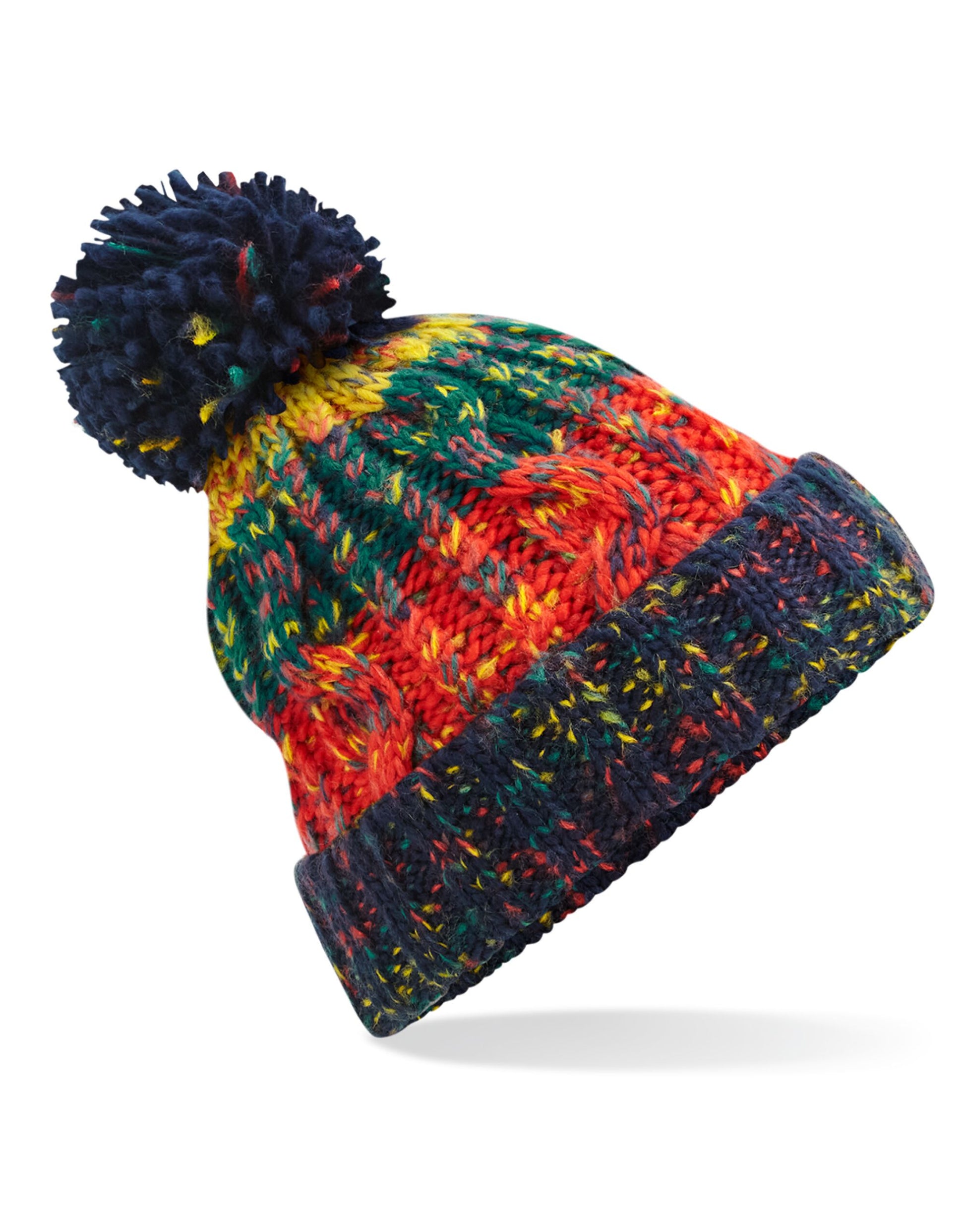 Corkscrew Pom Pom Beanie - Crackling Campfire