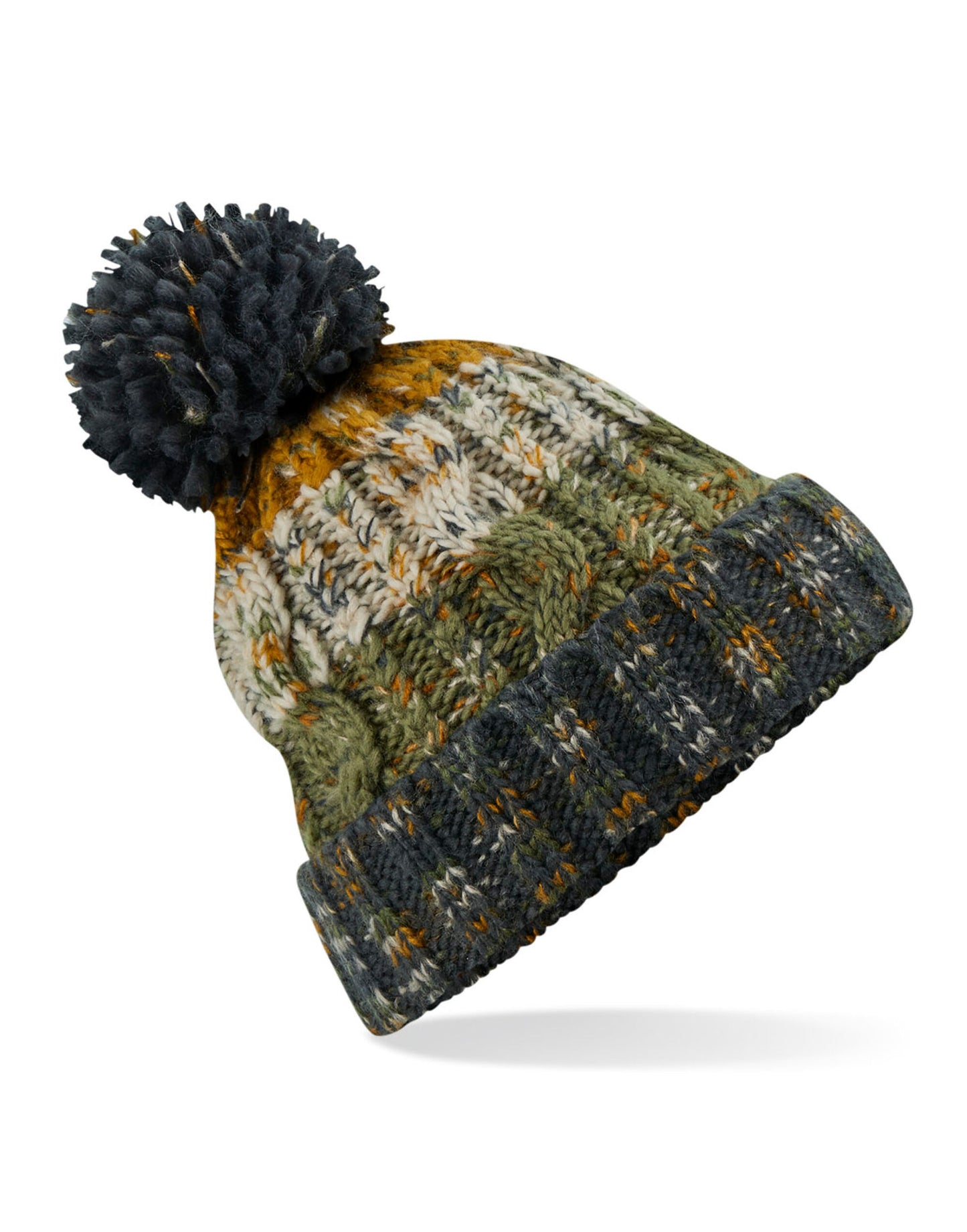 Corkscrew Pom Pom Beanie - Autumn Moss