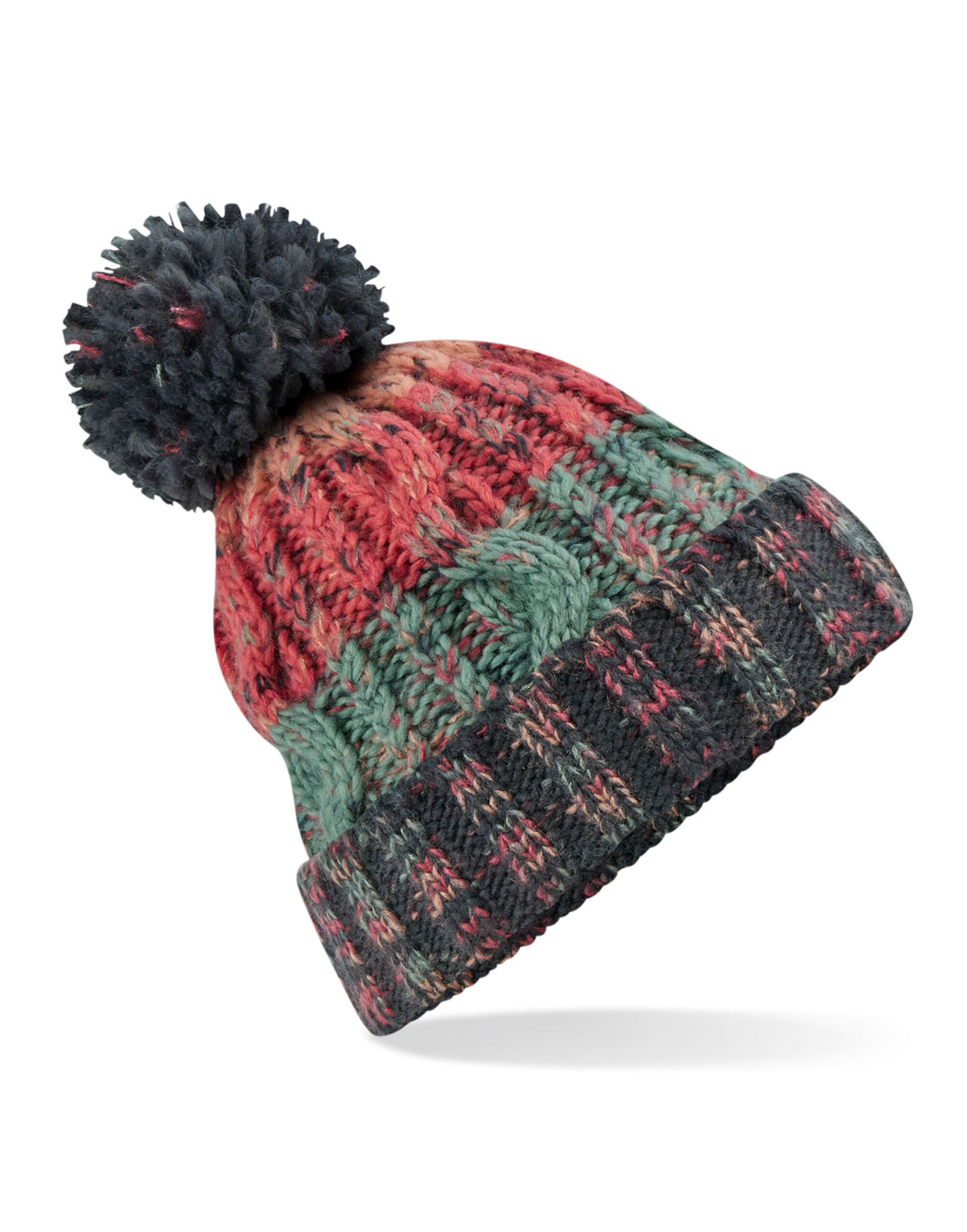 Corkscrew Pom Pom Beanie - Watermellon Breeze