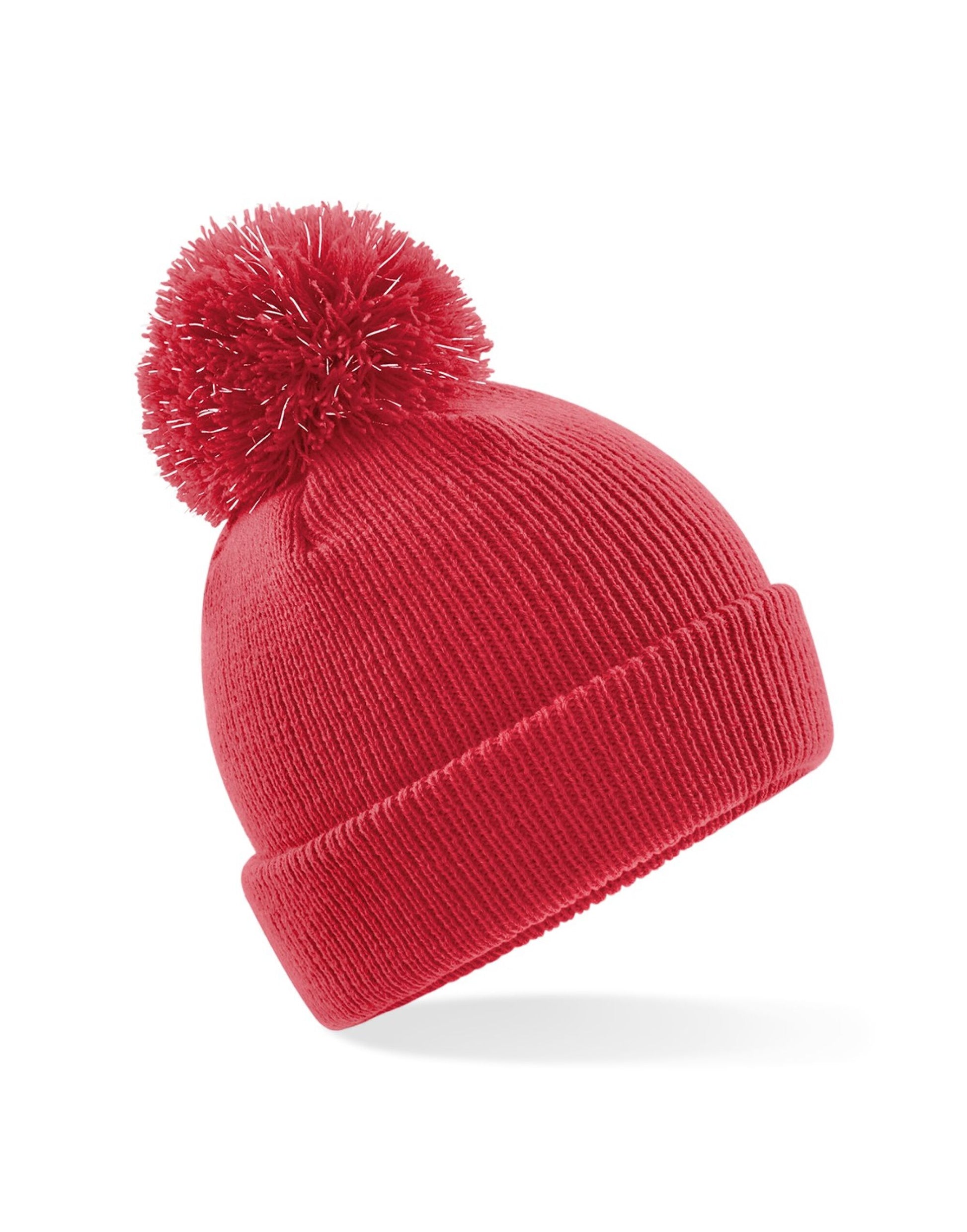 Junior Reflective Bobble Beanie - Bright Red