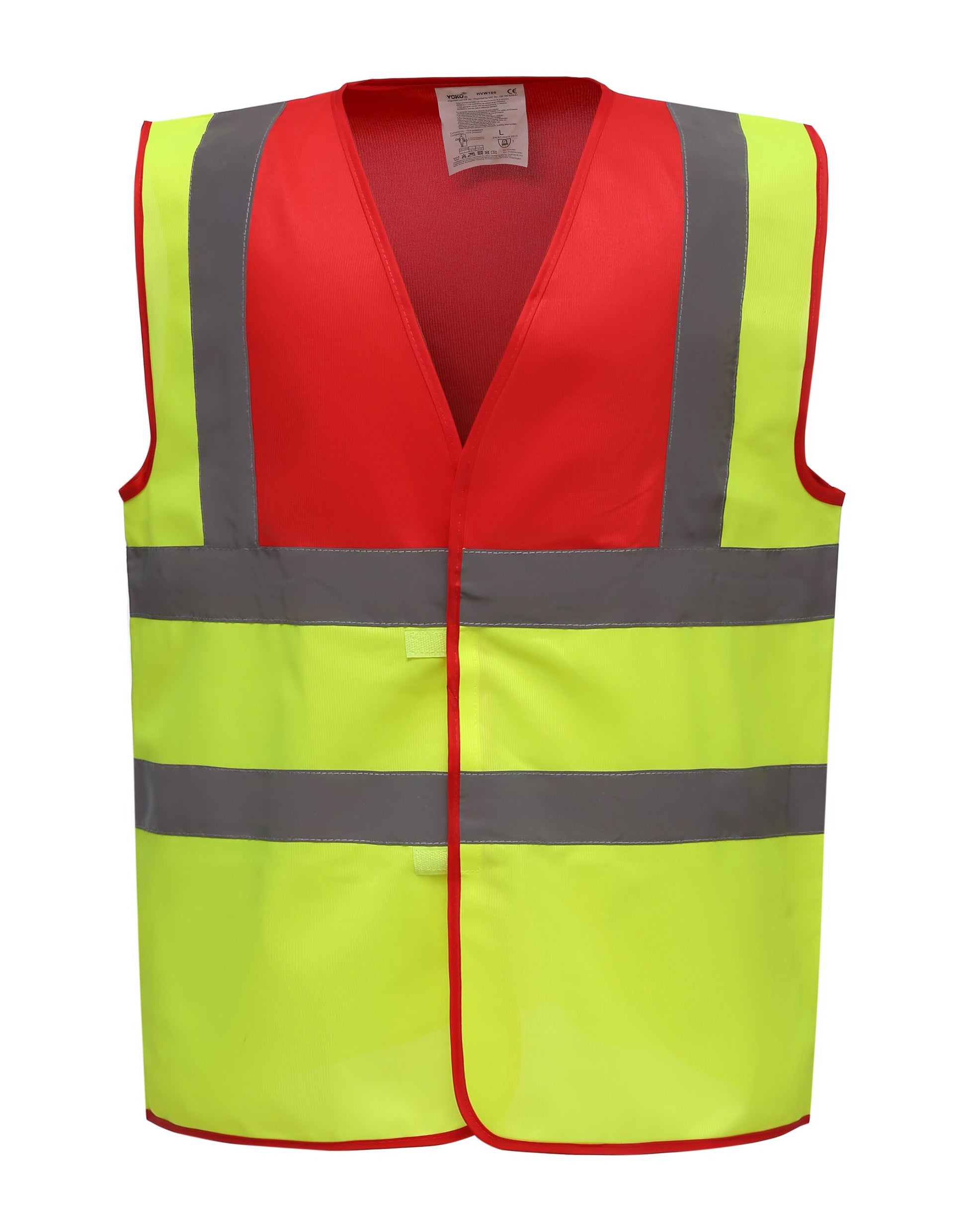 Two Tone Class 1 Waistcoat - Red/Hi Vis Yellow