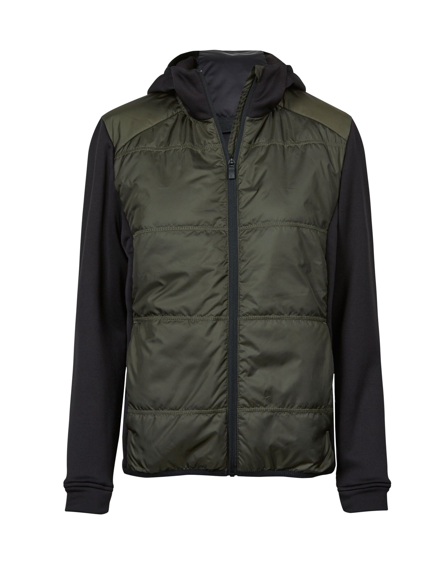 Ladies' Hybrid-Stretch Hooded Jacket - Deep Green/ Black