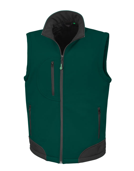 Recycled 3 Layer Softshell Bodywarmer - Bottle Green/Black
