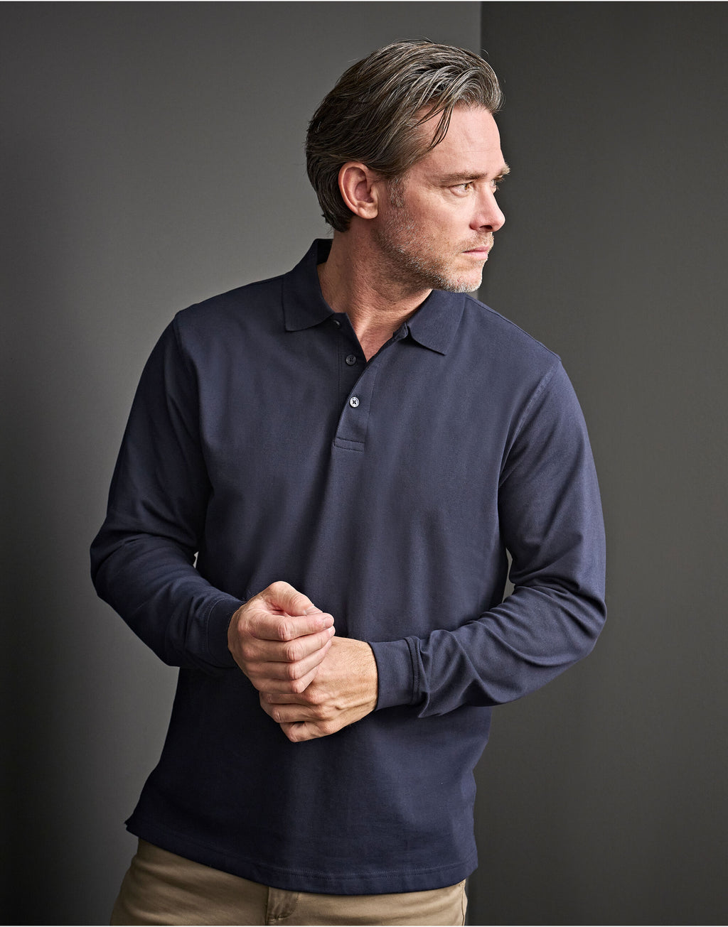 Men's Luxury Long Sleeve Stretch Polo
