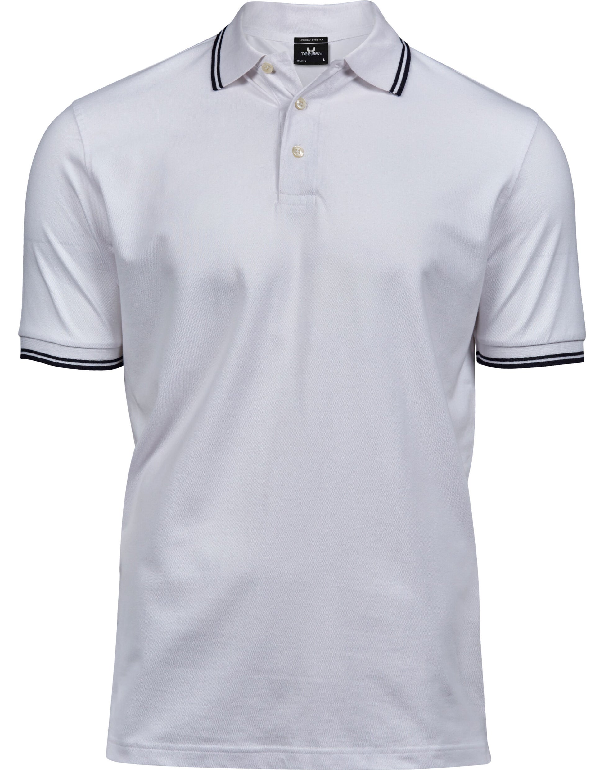 Men's Luxury Stripe Stretch Polo - White/Navy