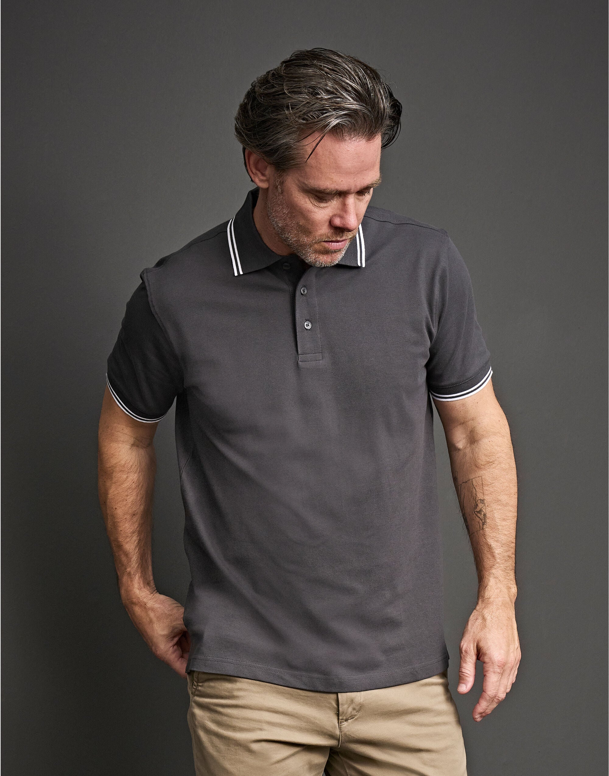 Men's Luxury Stripe Stretch Polo