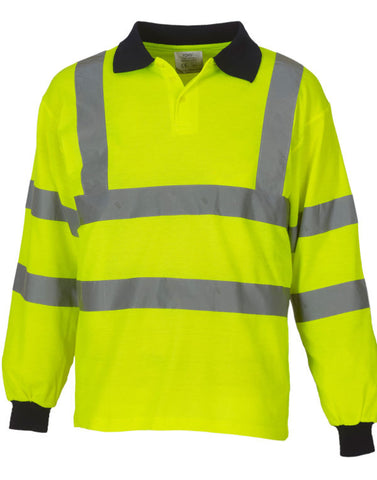 Hi-Vis Long Sleeve Polo Shirt - Hi-Vis Yellow
