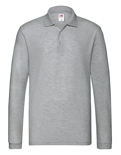 Men's Premium Long Sleeve Polo - Athletic Heather
