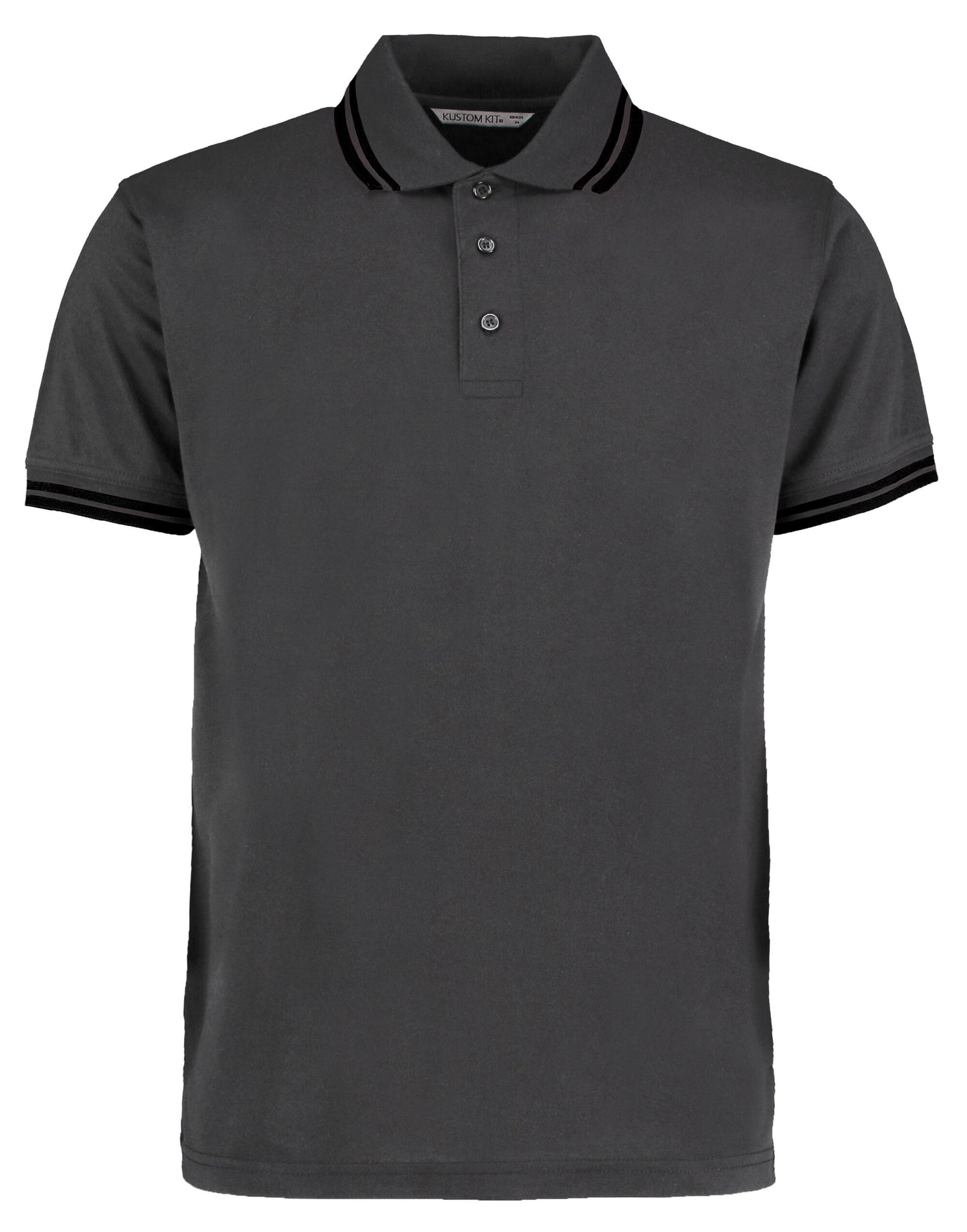 Classic Fit Tipped Collar Polo - Charcoal/Black