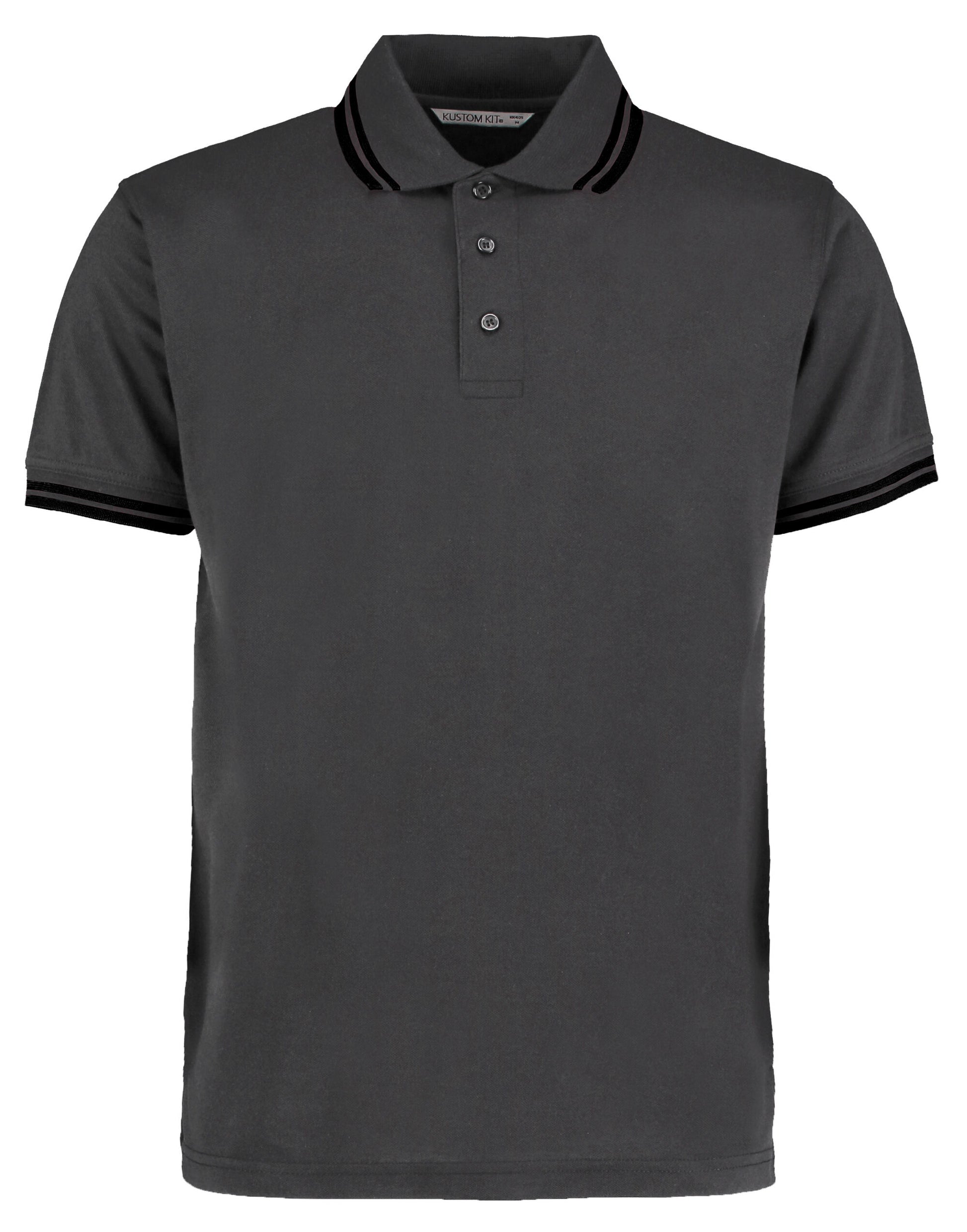Classic Fit Tipped Collar Polo - Charcoal/Black