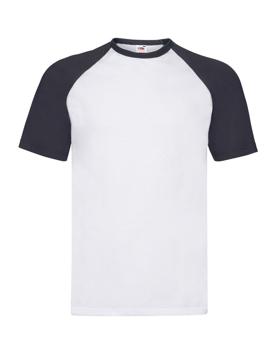 Men's Valueweight Short Sleeve Baseball T-Shirt - White/Deep Navy