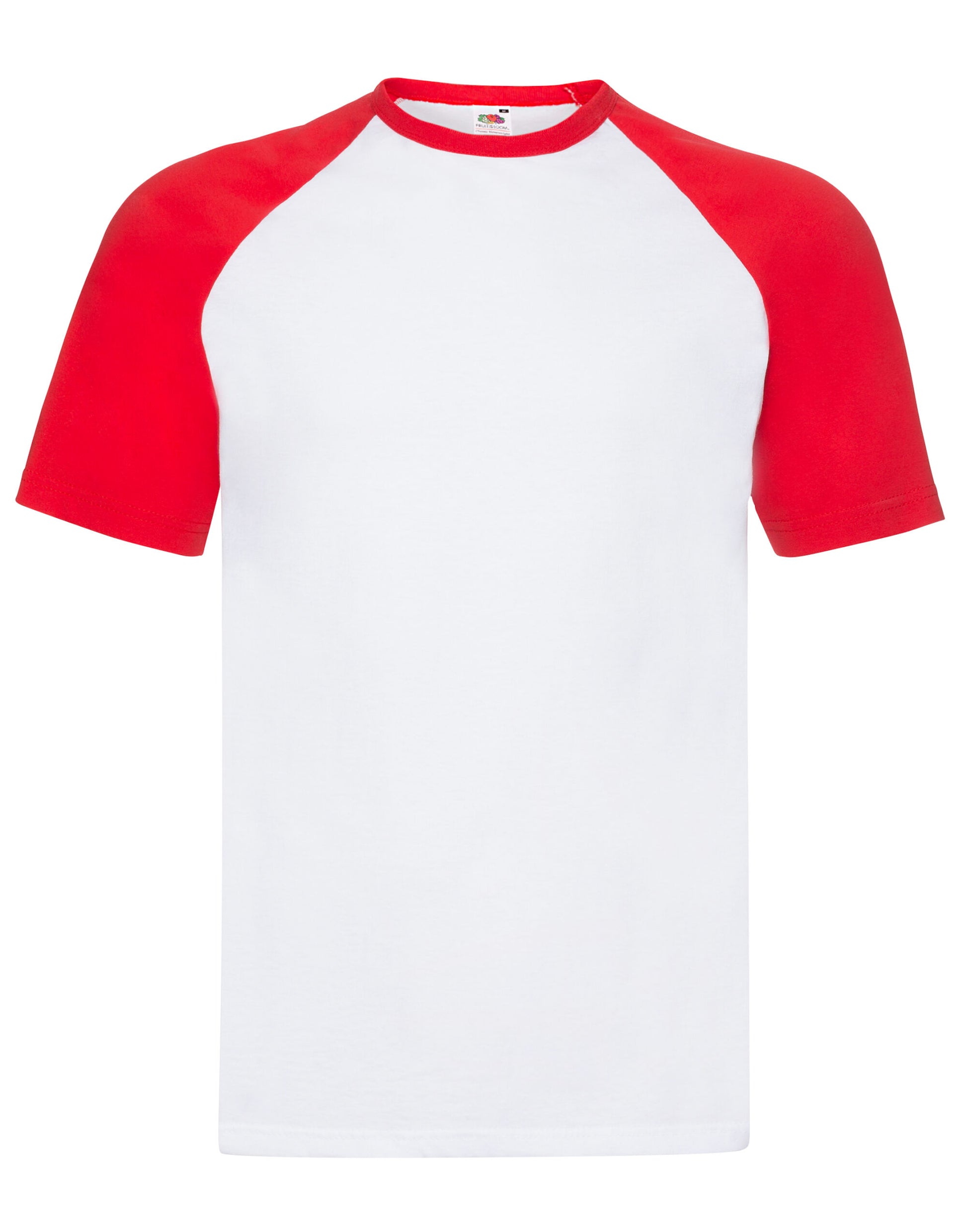Men's Valueweight Short Sleeve Baseball T-Shirt - White/Red