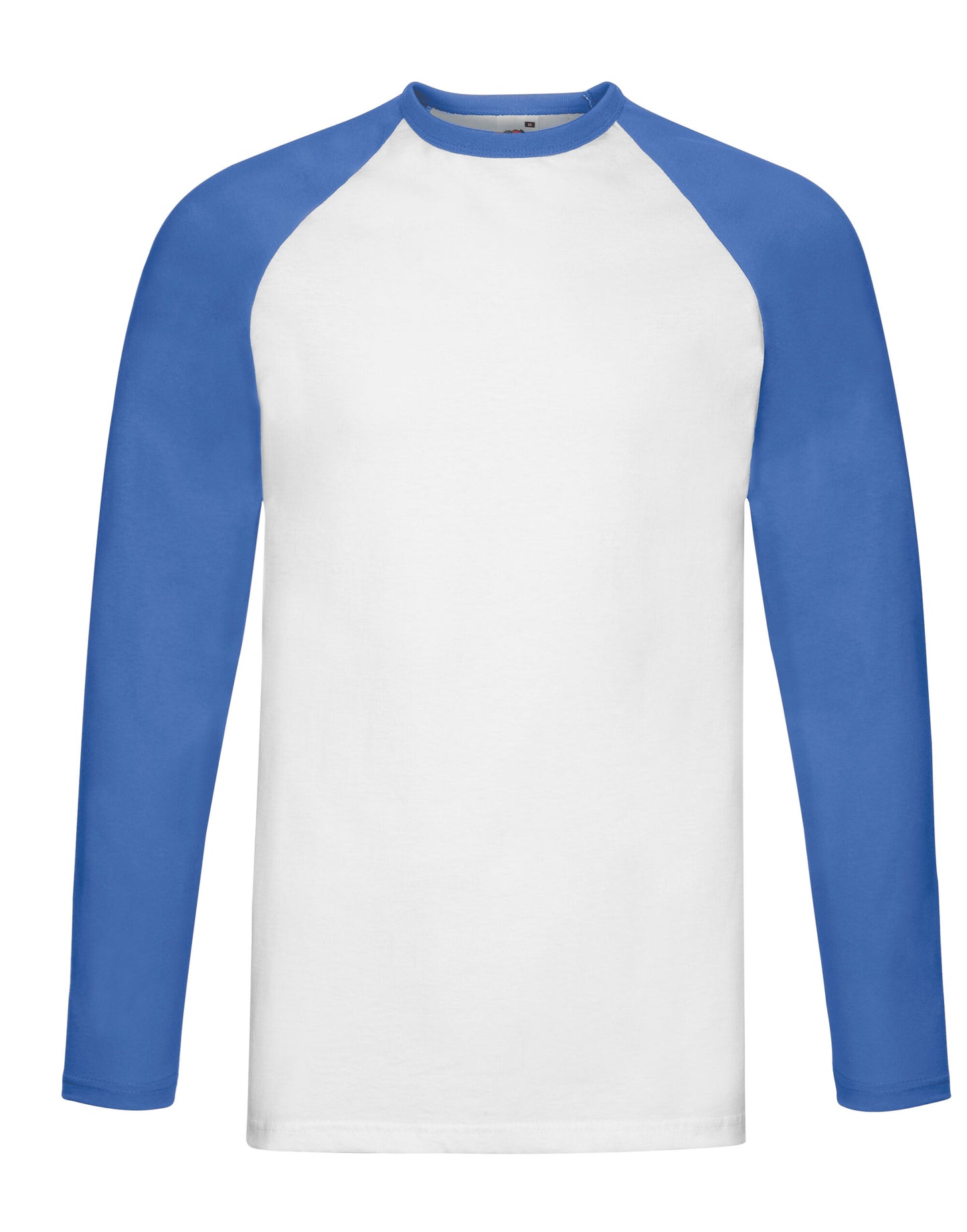 Men's Valueweight Long Sleeve Baseball T-Shirt - White/Royal Blue