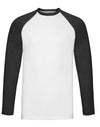 Men's Valueweight Long Sleeve Baseball T-Shirt - White/Black