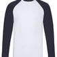 Men's Valueweight Long Sleeve Baseball T-Shirt - White/Deep Navy