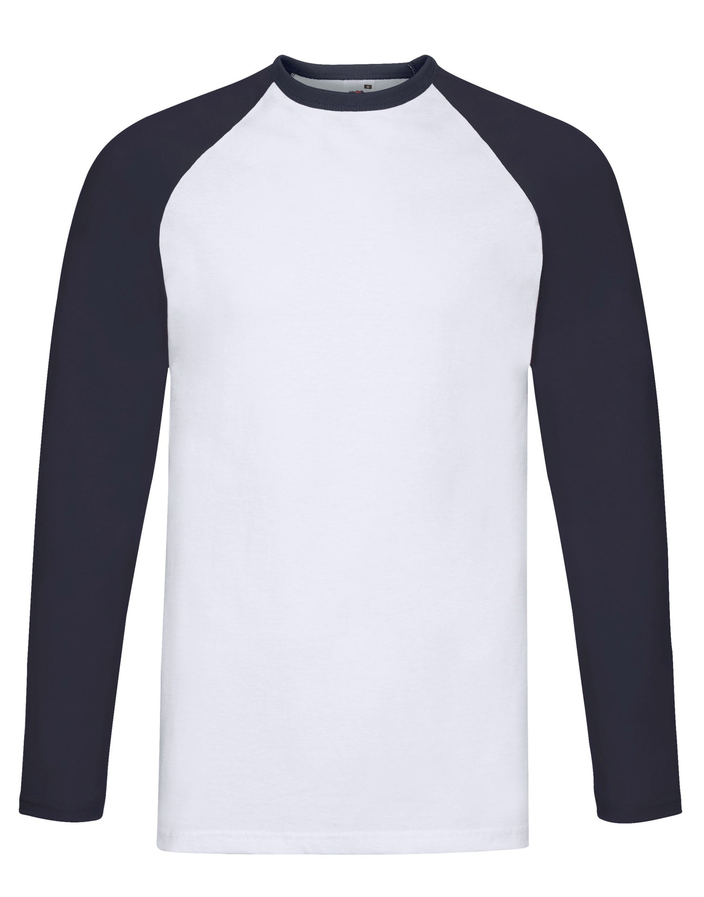 Men's Valueweight Long Sleeve Baseball T-Shirt - White/Deep Navy