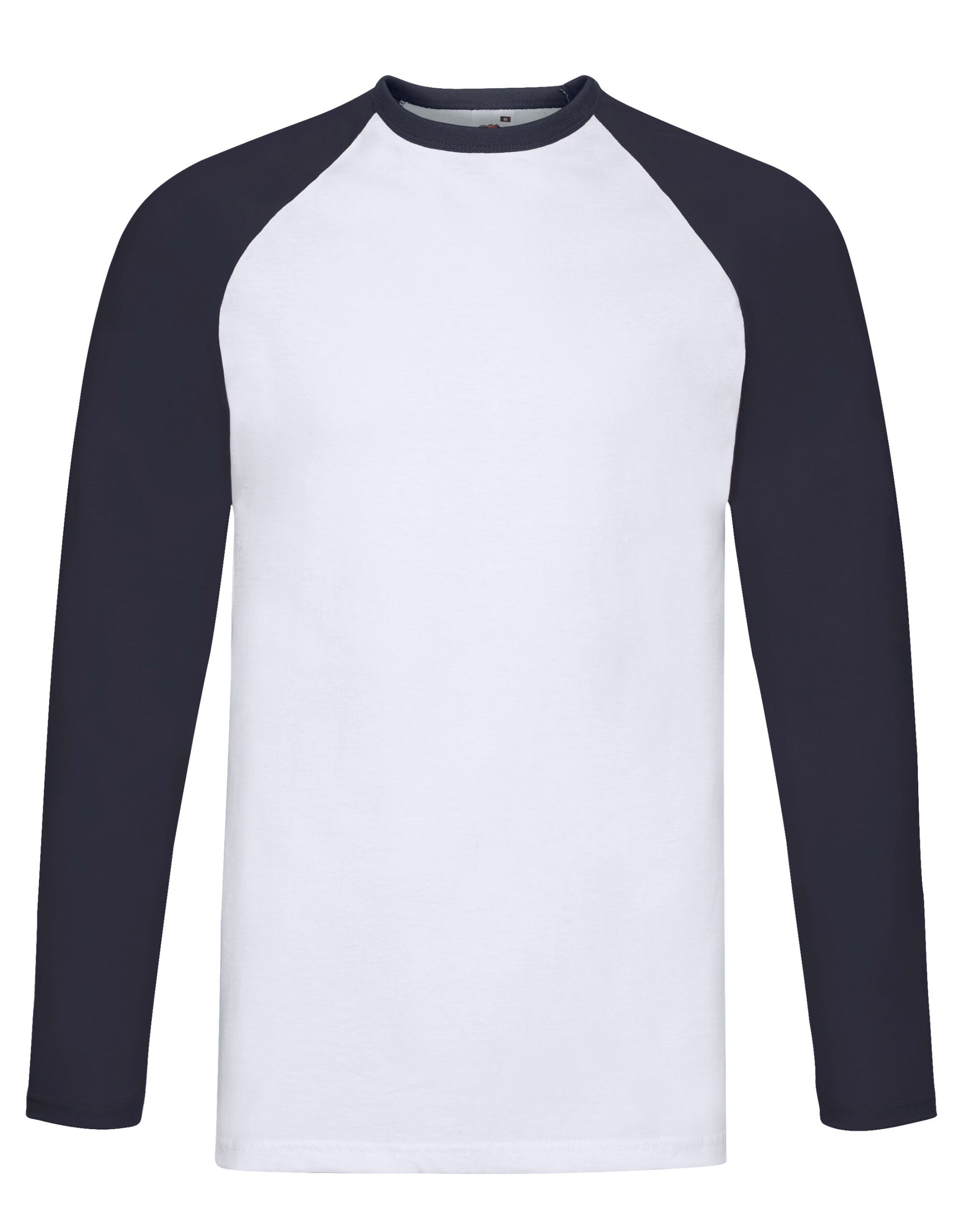 Men's Valueweight Long Sleeve Baseball T-Shirt - White/Deep Navy
