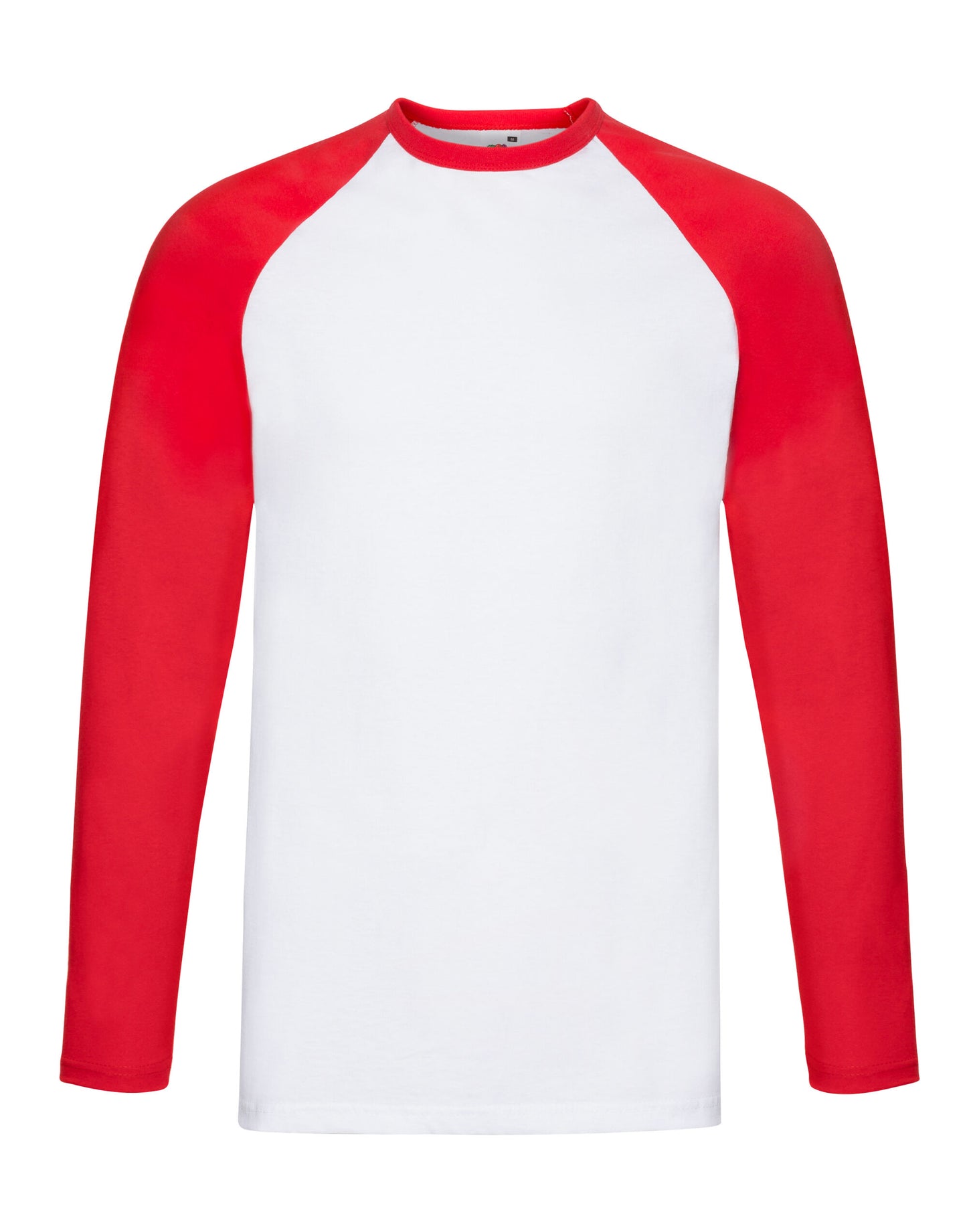 Men's Valueweight Long Sleeve Baseball T-Shirt - White/Red