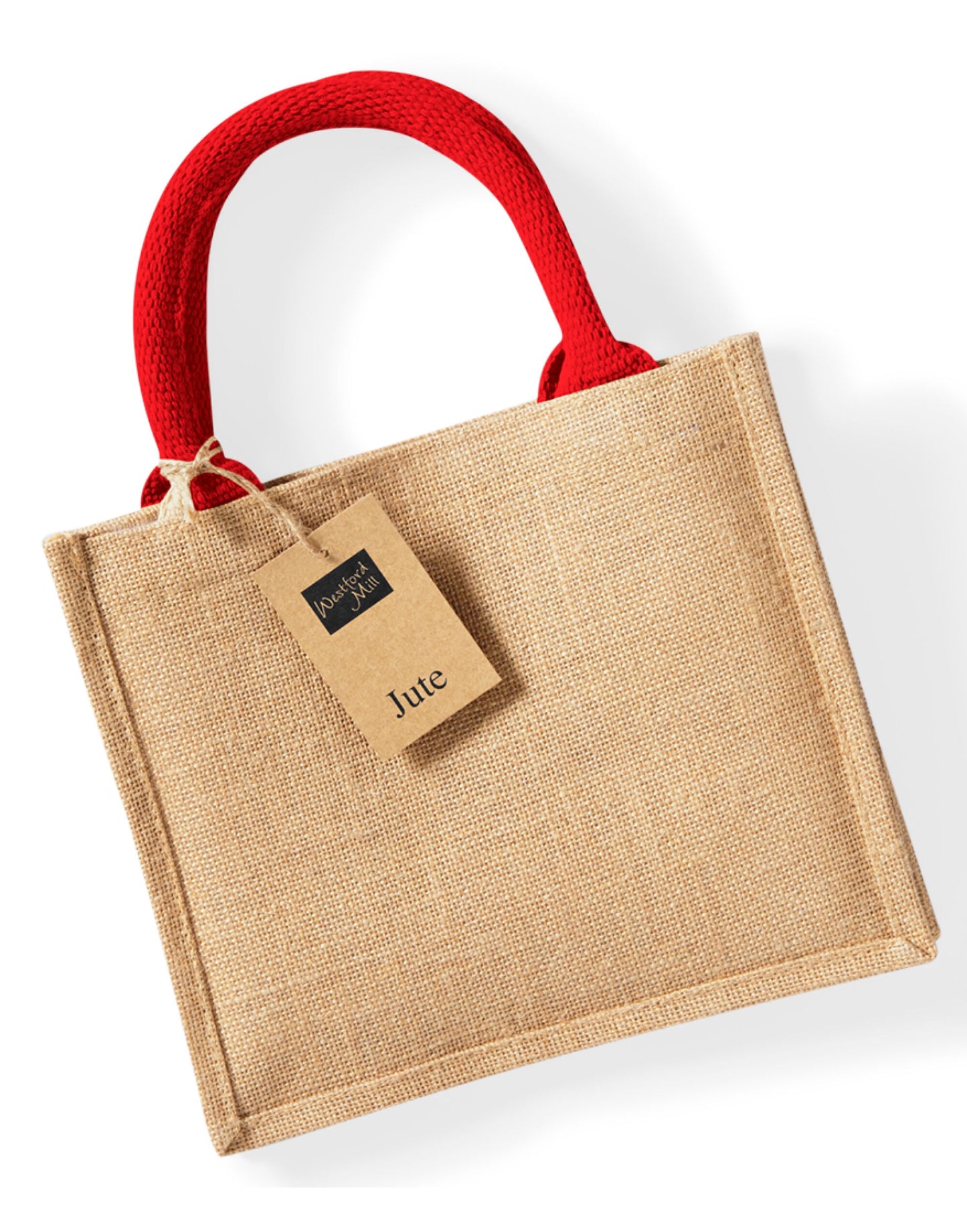 Jute Mini Gift Bag - Natural/Bright Red