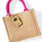 Jute Mini Gift Bag - Natural/Fuchsia