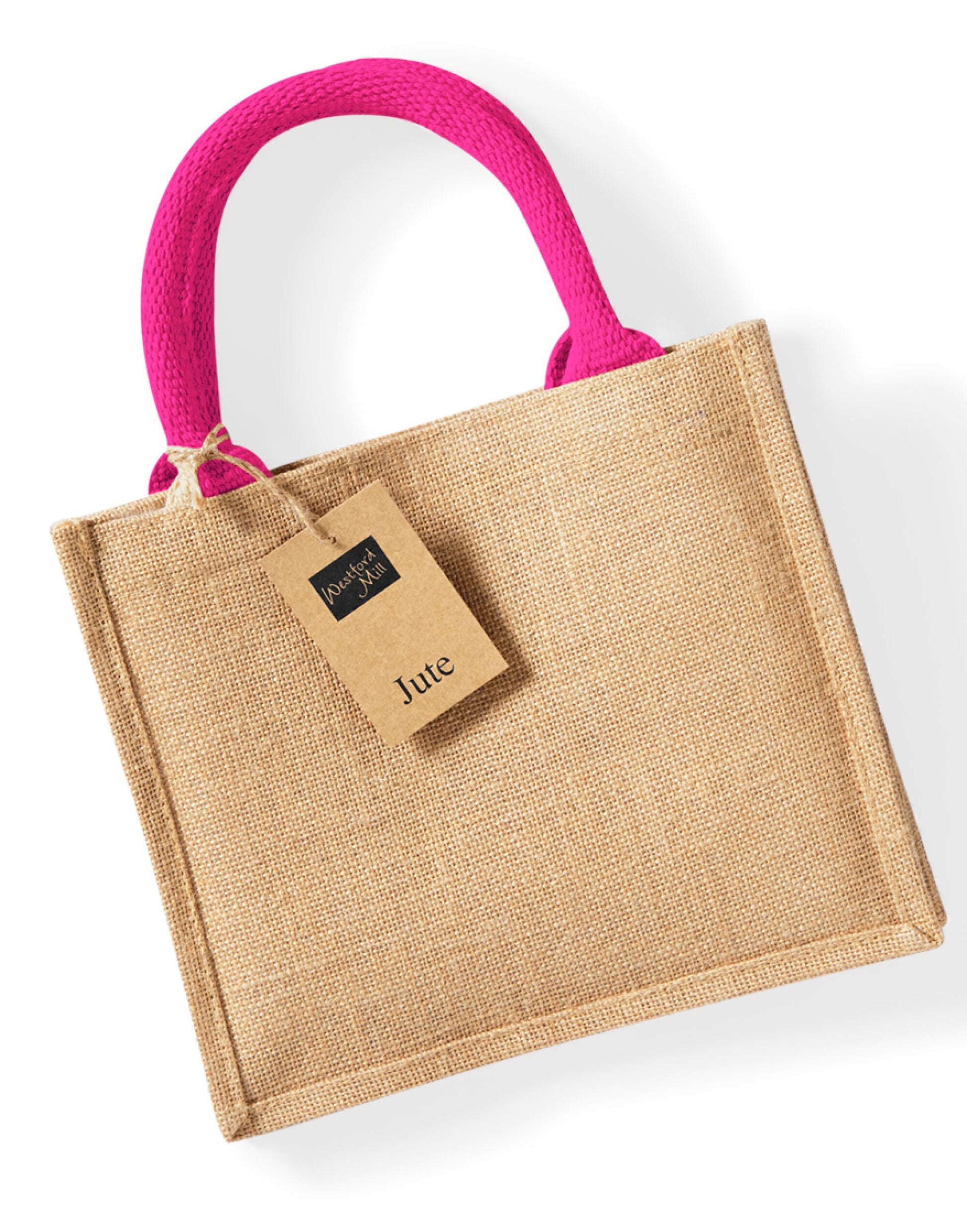 Jute Mini Gift Bag - Natural/Fuchsia