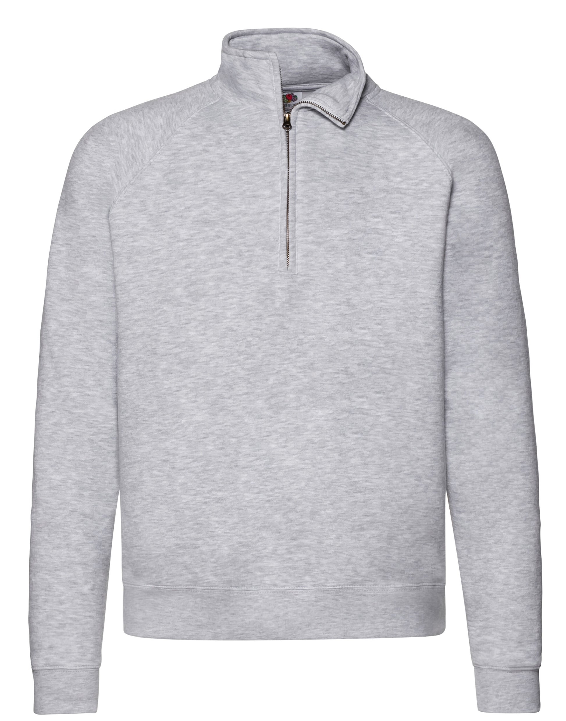 Men's Premium Zip Neck Sweat - Heather Grey