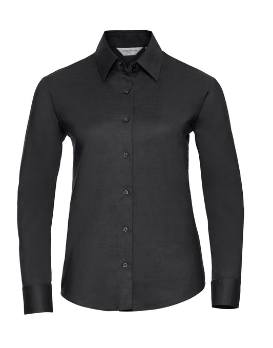 Ladies' Long Sleeve Tailored Oxford Shirt - Black